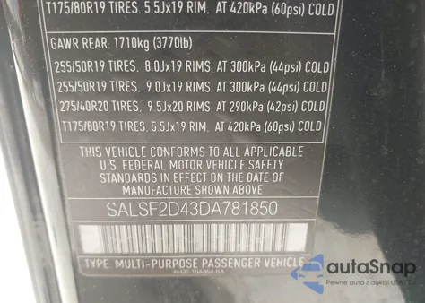 2013 Land Rover Range Rover Sport Hse из США, поврежденный, VIN SALSF2D43DA781850